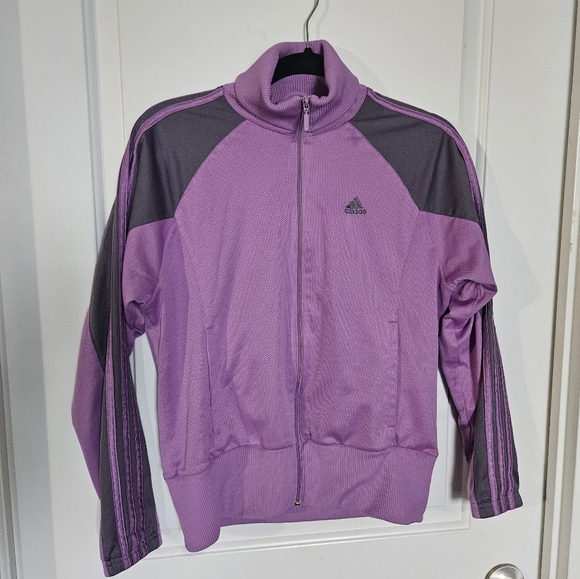 Adidas Lavender and Gray Track Jacket SZ L - Picture 1 of 8